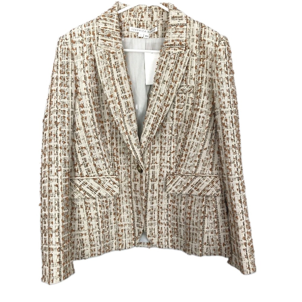 Veronica Beard Blazer Women 10 Cutaway Dickey Boucle Tweed Flecked Textured NWT